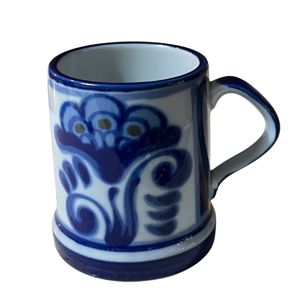 Nordic Mug Hand Painted Blue Grey C.J. Peterson Floral Design Made in Japan